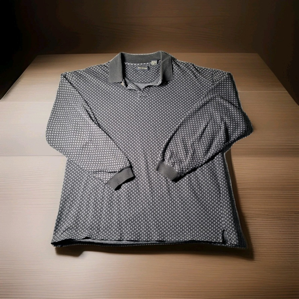 Marc Edwards Men's pullover Blue Checkered Long Sleeve 1/4 Button Size‎ XL
